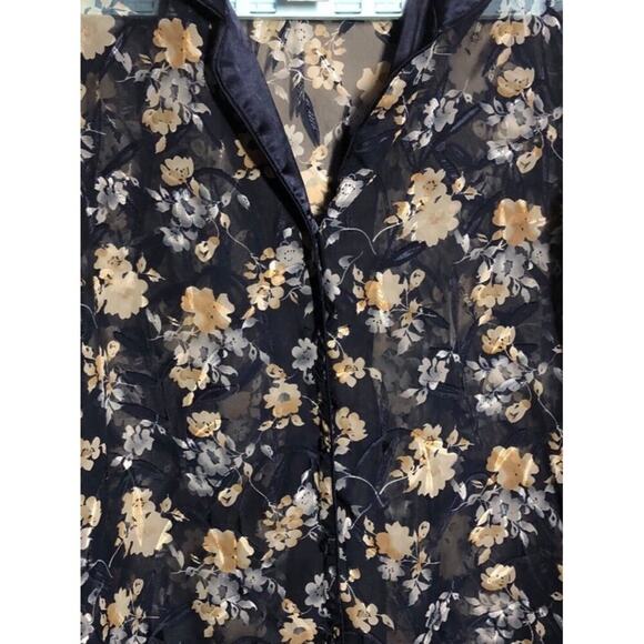 Secret Treasures Sheer Floral Blouse Sz Small Button Down Cottagecore Fairy - Picture 2 of 9